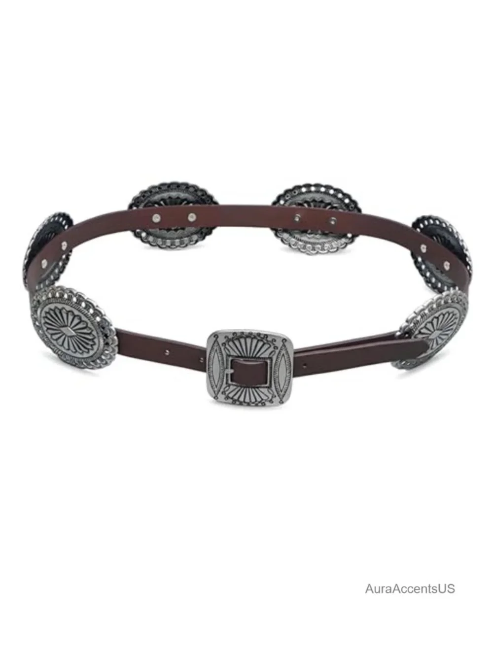 Western Concho Faux Leather Belt Cowgirl Cowboy Rodeo Country Concert